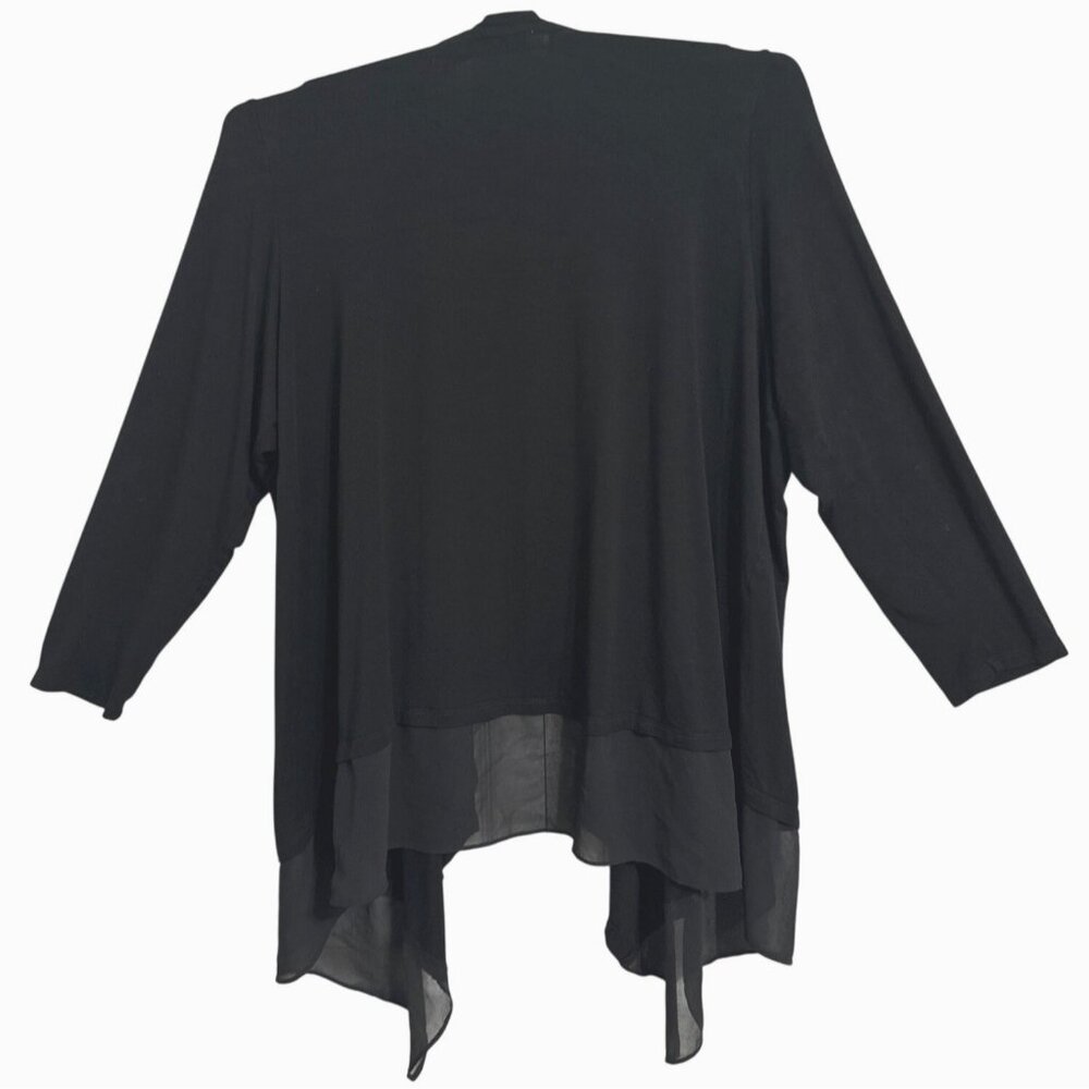 Calvin Klein Womens Black Open Front Cascading Cardigan Jacket 2X Office Preppy - Picture 2 of 7